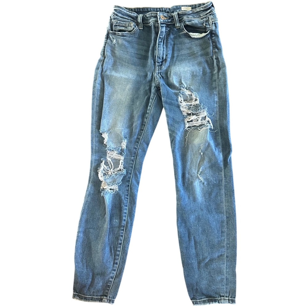 Bridge by GLY High Rise Ankle Skinny Jeans Distressed Blue BG5418AT Size 27